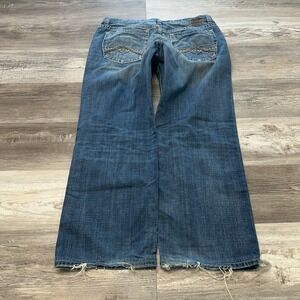 BKE Buckle Denim Seth Faded Blue Mens 38x29 Straight Contrast Stitch‎ Jeans Y2K